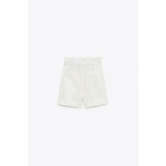 TURNED-UP HEM PAPERBAG SHORTS - Picture 5 of 6